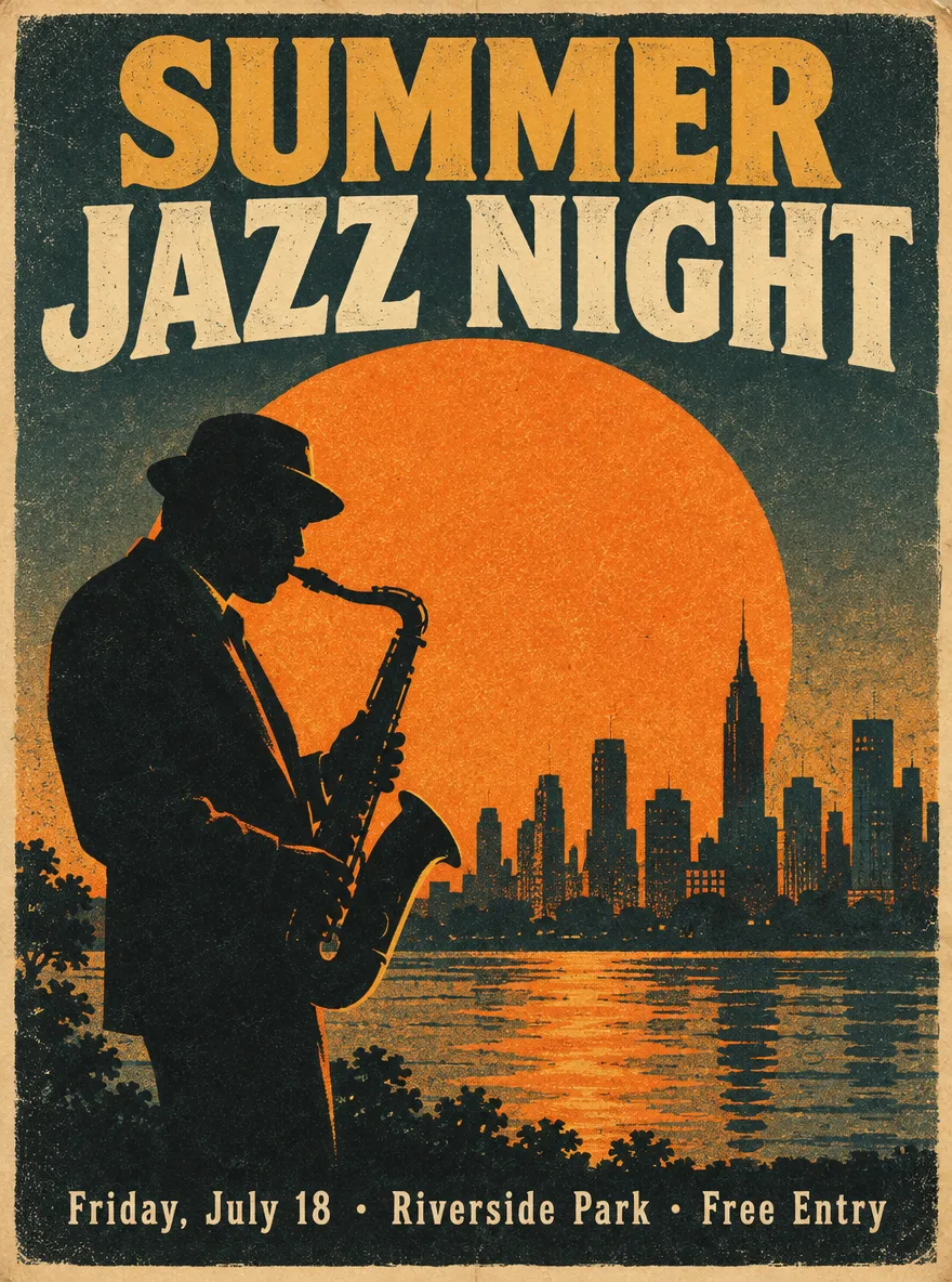 Jazz night poster generated from the same prompt — GPT Image 2.5