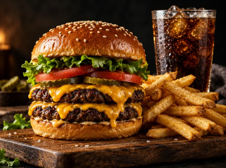 Gourmet burger food shot
