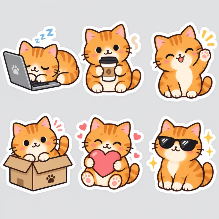 Cute cat sticker sheet