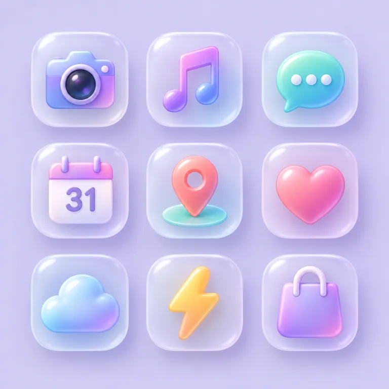 Glossy 3D app icon set