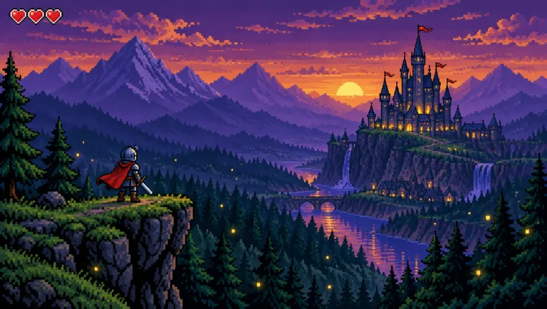 16-bit pixel art game scene