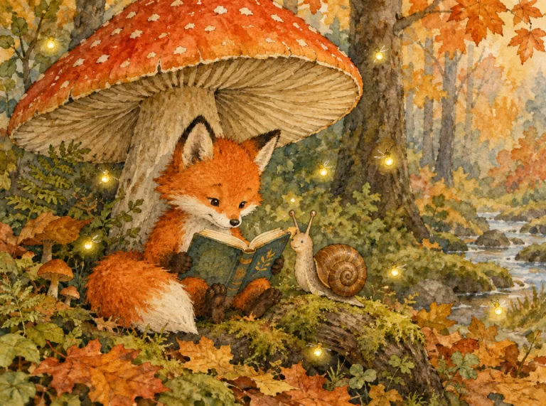 Watercolor storybook fox